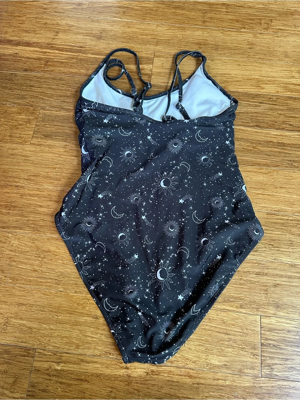 CELESTIAL MOON & STARS Women Large‎ Rave Festival Whimsical One Piece Swimsuit